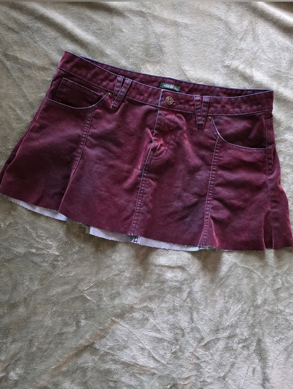 Drop Waist Ruffled Wild Fable Denim Skirt Size 10 - A Y2K Grunge Skirt Raw Hem